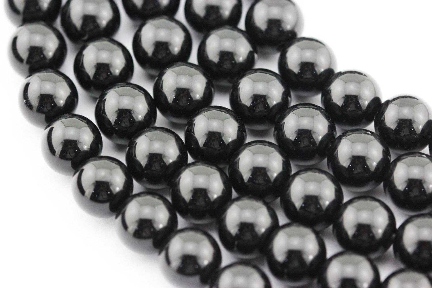 Black Onyx 8mm Round Beads 15.5" Strand: 8mm