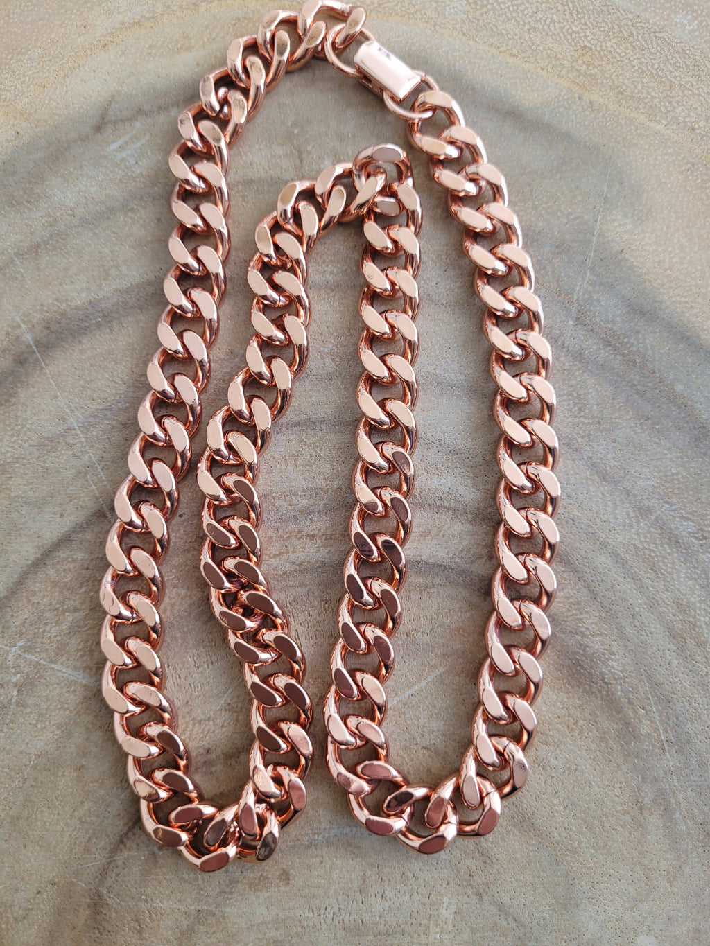 Solid Copper Cuban Chain Curb Link 24" Heavy Necklace