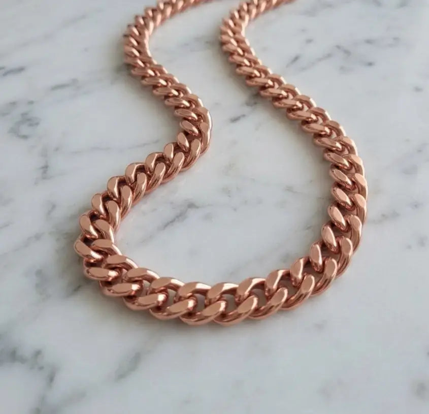 Solid Copper Cuban Chain Curb Link 24" Heavy Necklace
