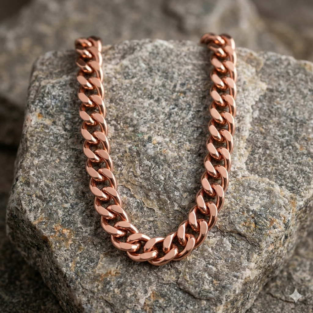 Solid Copper Cuban Chain Curb Link 24" Heavy Necklace