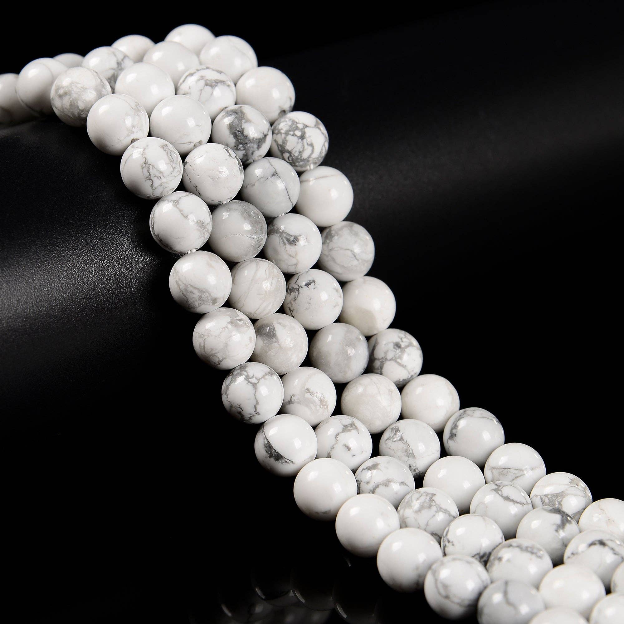 White Howlite 8mm Round Beads  15.5" Strand: 8mm