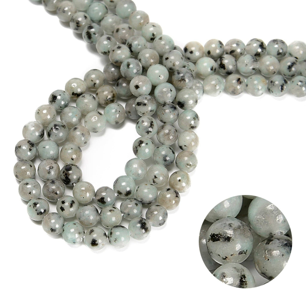 Sesame Kiwi Jasper Smooth Round Beads 4mm 6mm 8mm 10mm 15.5" Strand: 8mm