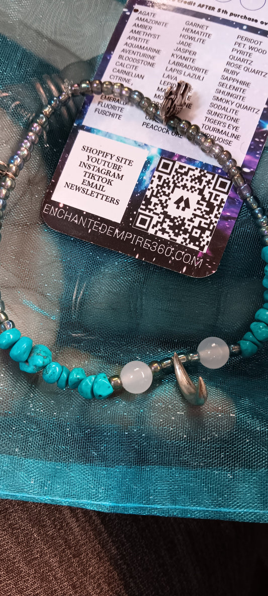 Turquoise moon and elephant Anklet