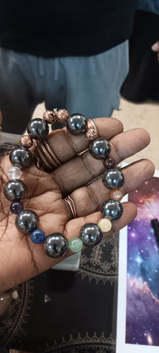 Large beads Hematite Chakra Bracelet