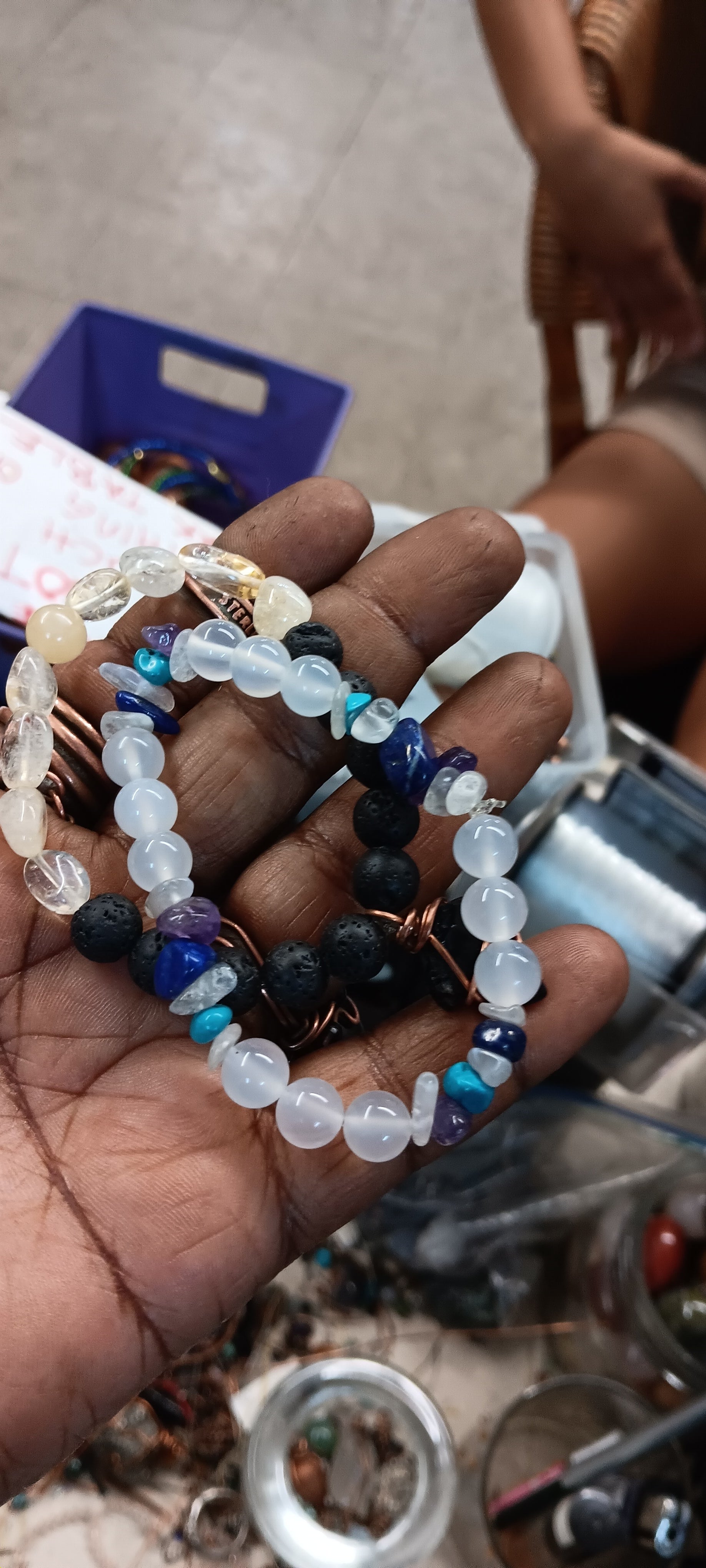 Citrine and White Agate Bracelet Set