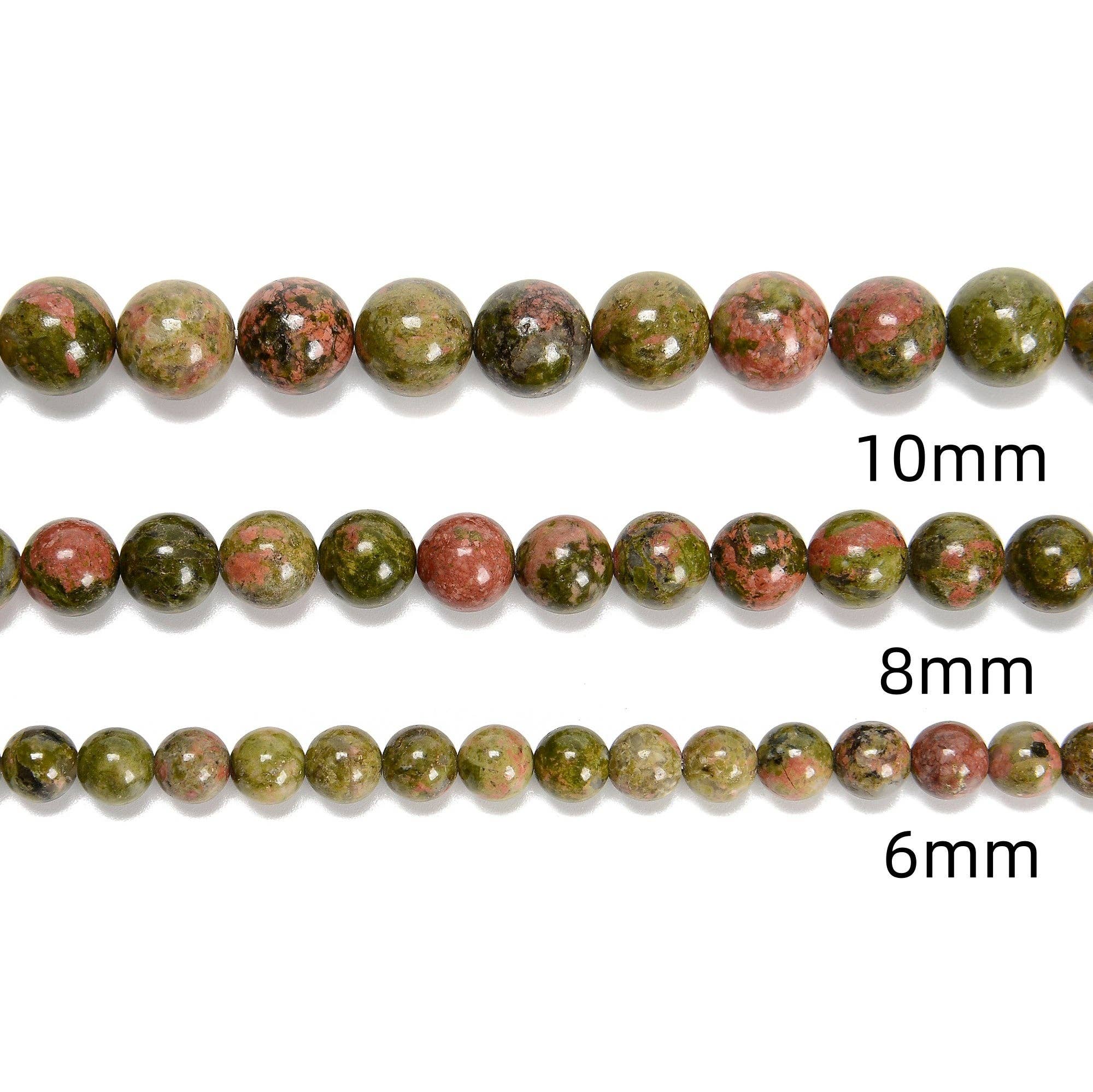 Unakite Smooth 8mm Beads 15.5" Strand: 8mm