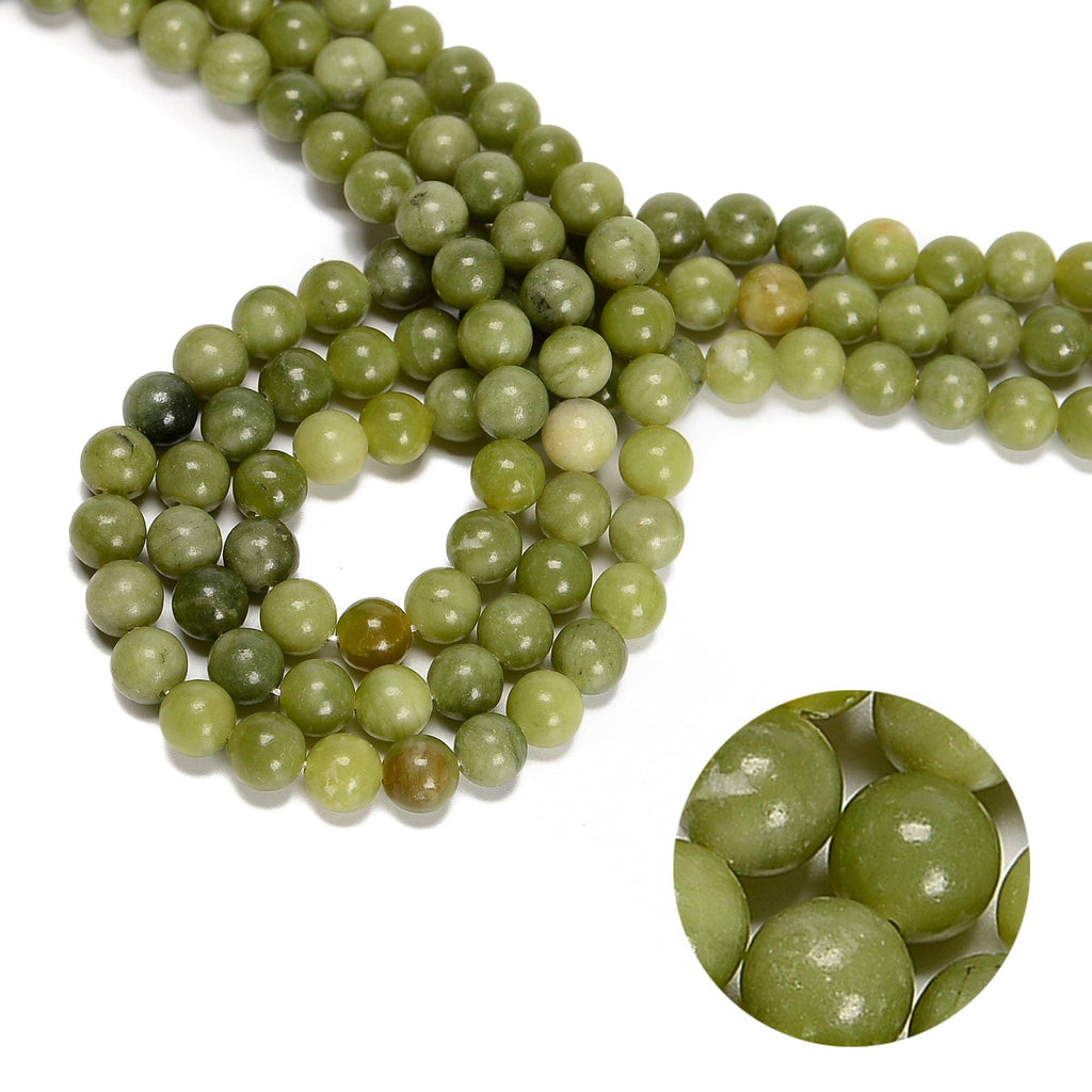 Natural Chinese Green Jade Round Beads 15.5'' Strand: 8mm