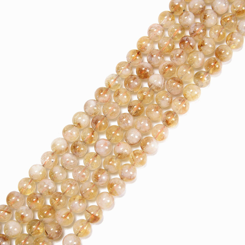 Natural Citrine Round Beads 15.5'' Strand: 8
