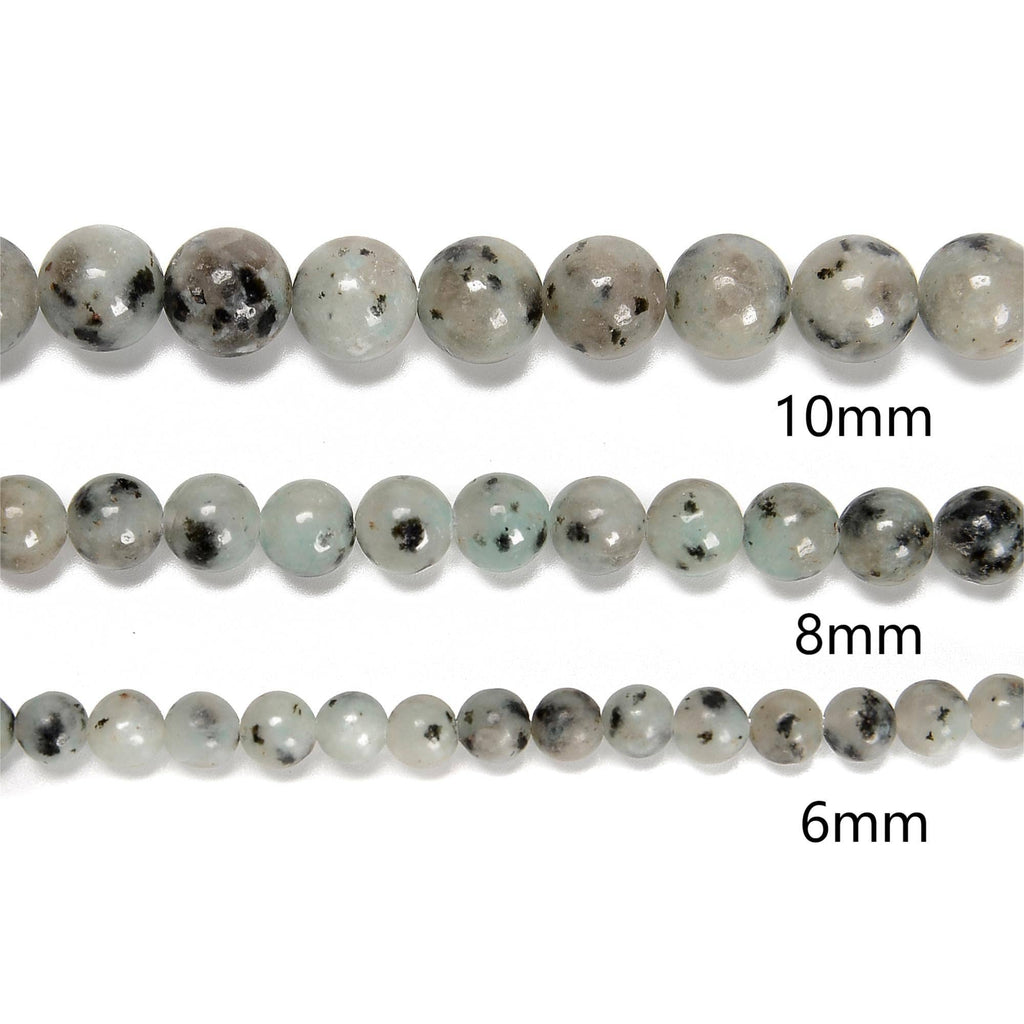 Sesame Kiwi Jasper Smooth Round Beads 4mm 6mm 8mm 10mm 15.5" Strand: 8mm