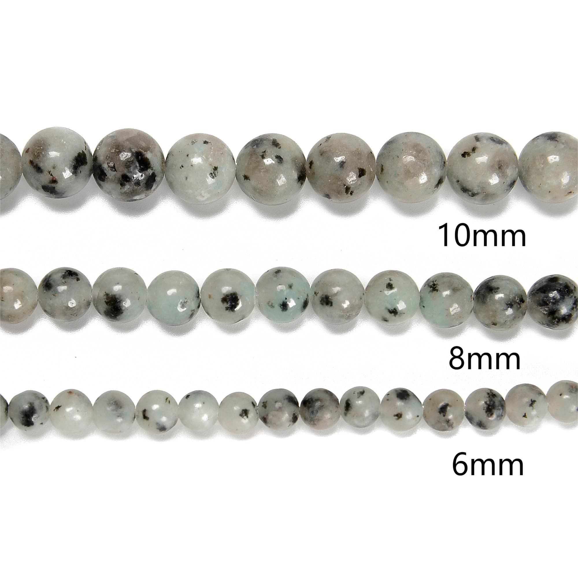 Sesame Kiwi Jasper Smooth Round Beads 4mm 6mm 8mm 10mm 15.5" Strand: 8mm