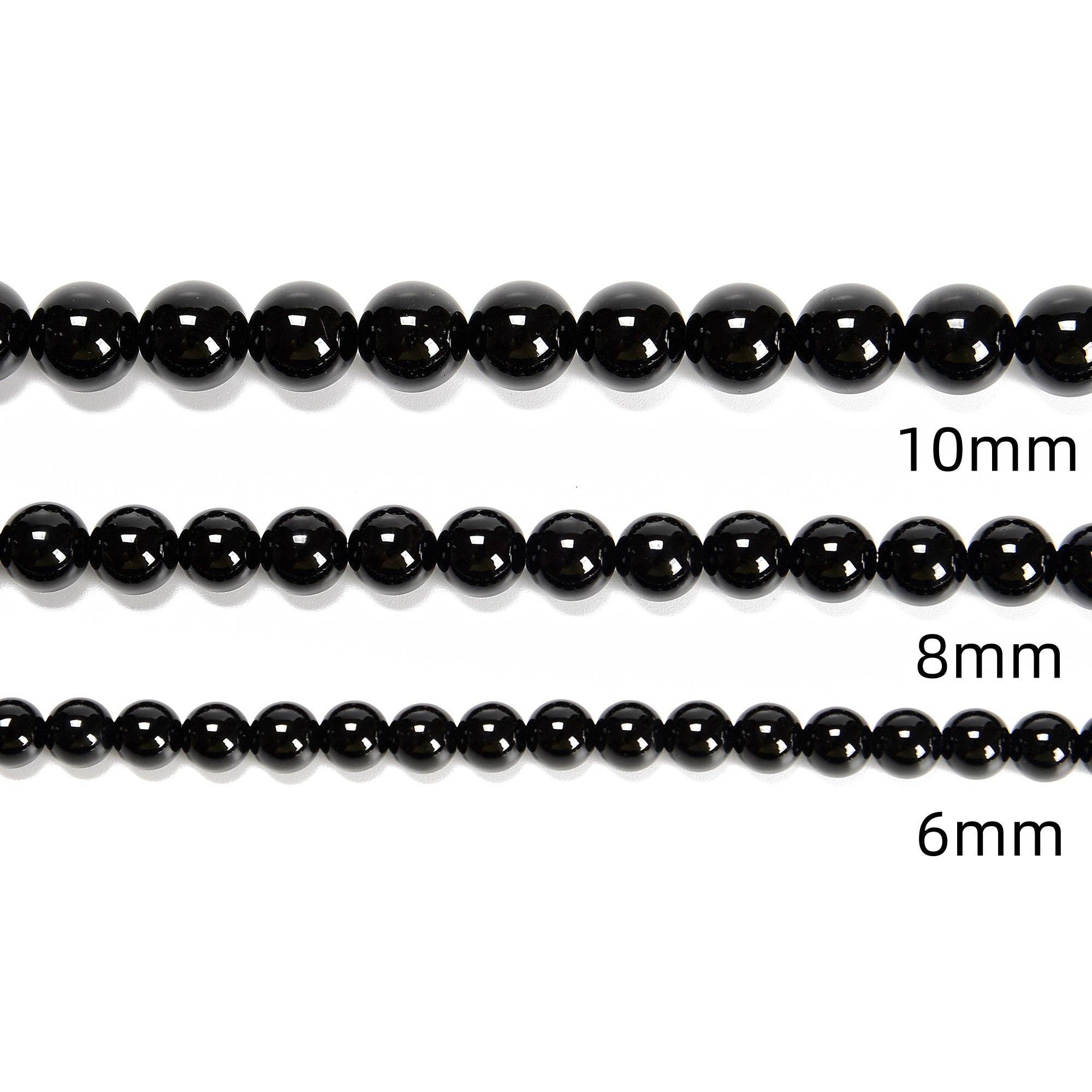 Black Onyx 8mm Round Beads 15.5" Strand: 8mm