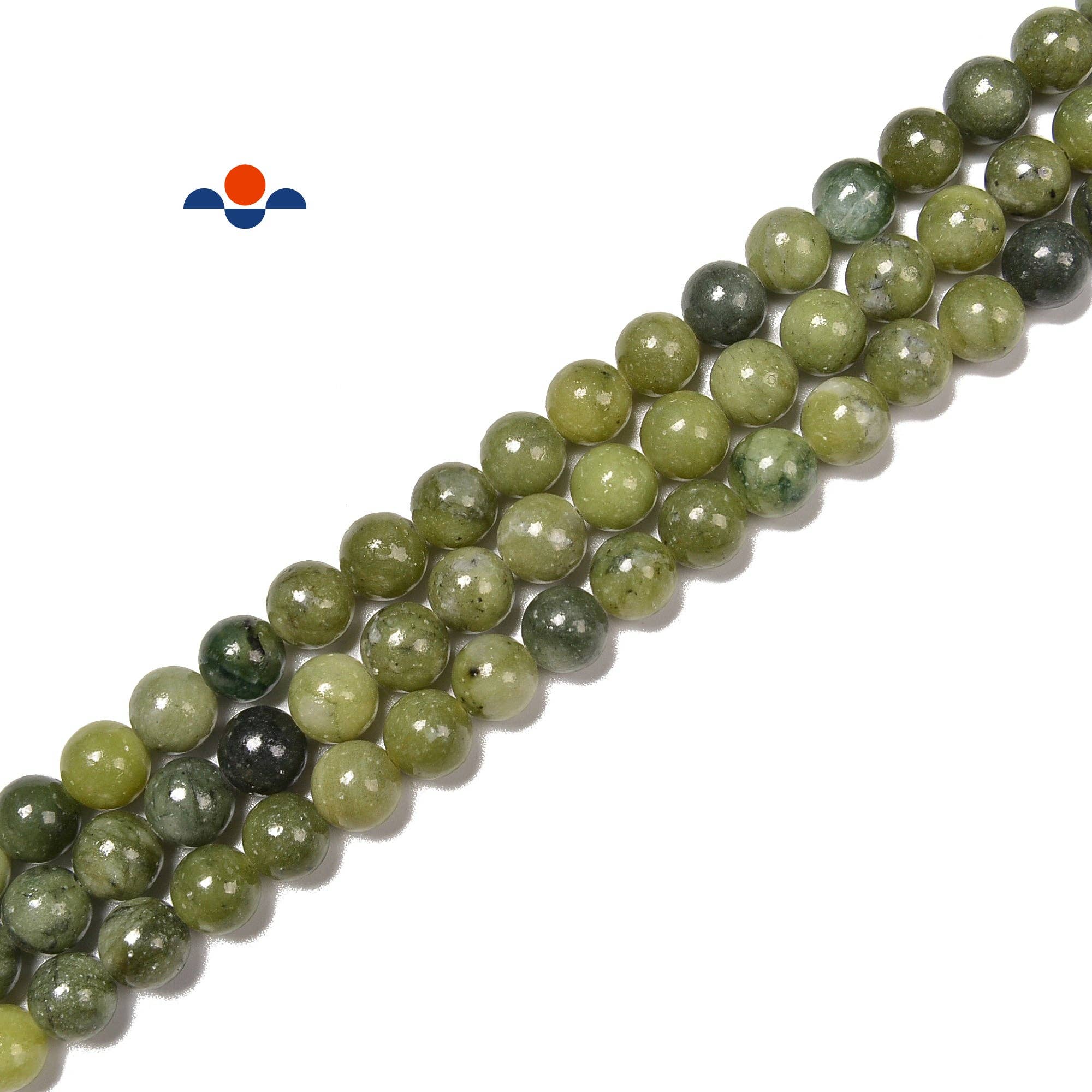 Natural Chinese Green Jade Round Beads 15.5'' Strand: 8mm