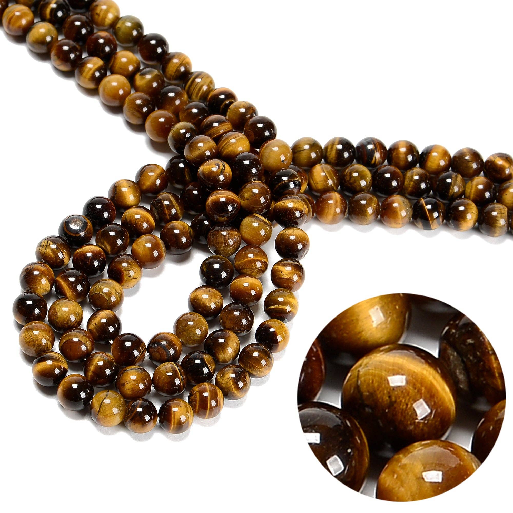 Yellow Tiger Eye 8mm Round Beads 15.5" Strand: 8mm