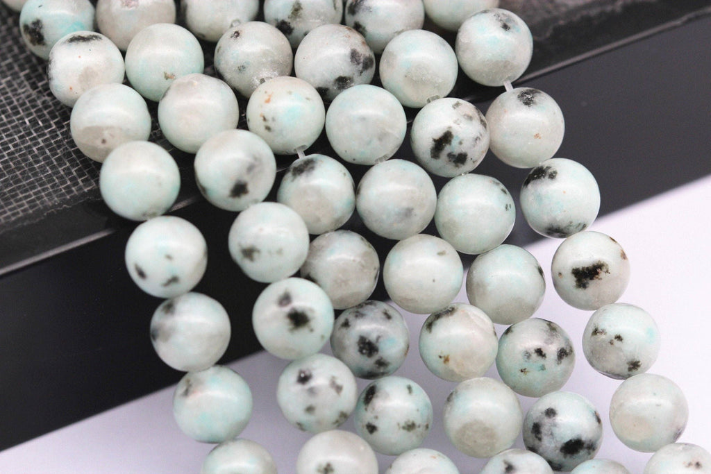 Sesame Kiwi Jasper Smooth Round Beads 4mm 6mm 8mm 10mm 15.5" Strand: 8mm