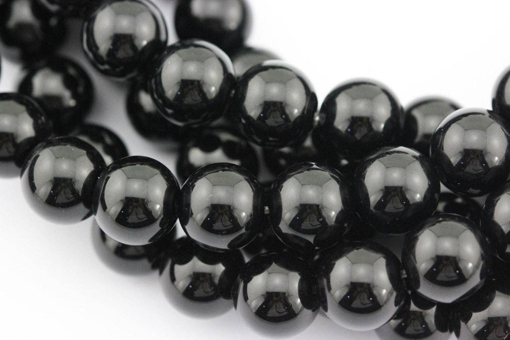 Black Onyx 8mm Round Beads 15.5" Strand: 8mm