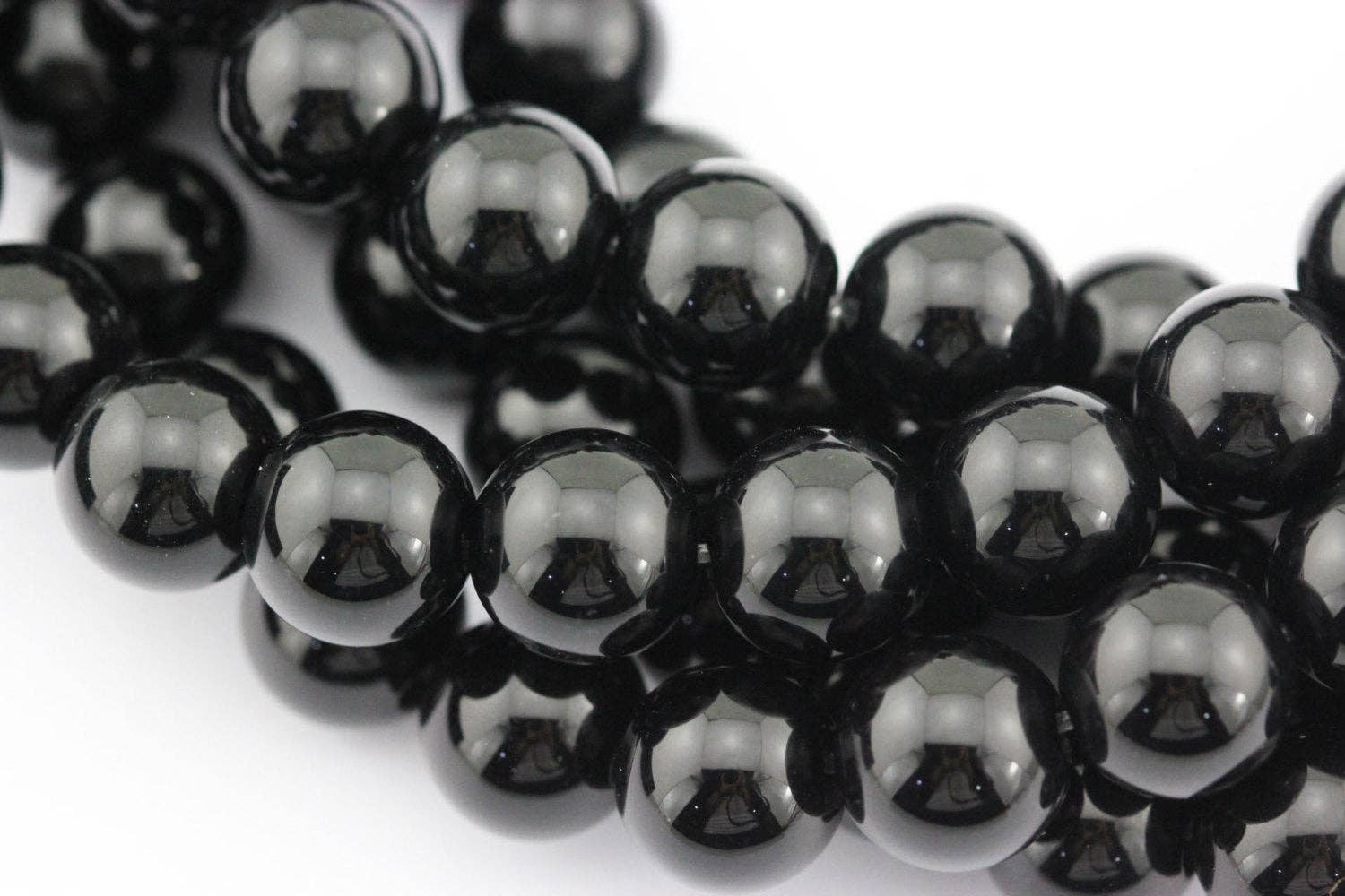 Black Onyx 8mm Round Beads 15.5" Strand: 8mm