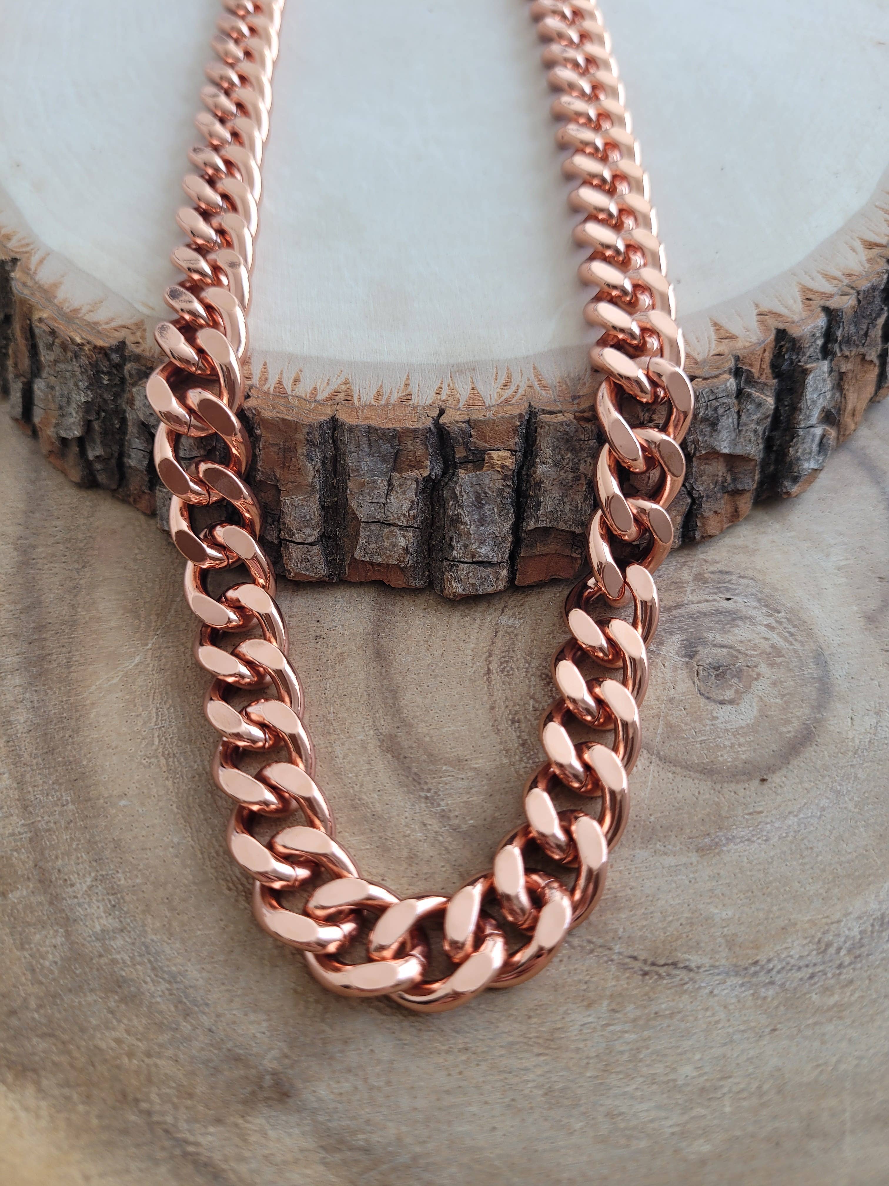Solid Copper Cuban Chain Curb Link 24" Heavy Necklace