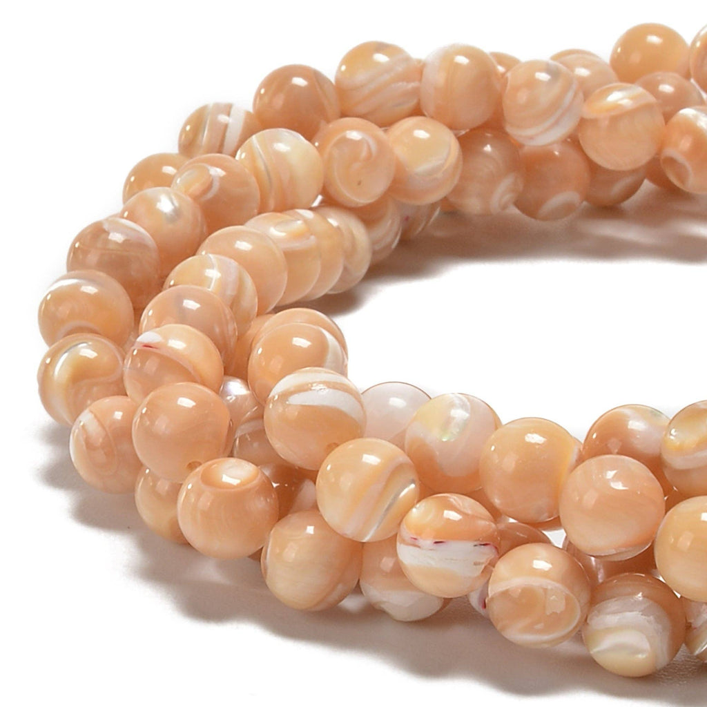 Natural Color Mother of Pearl  Shell Round 15.5'' Strand: 6mm