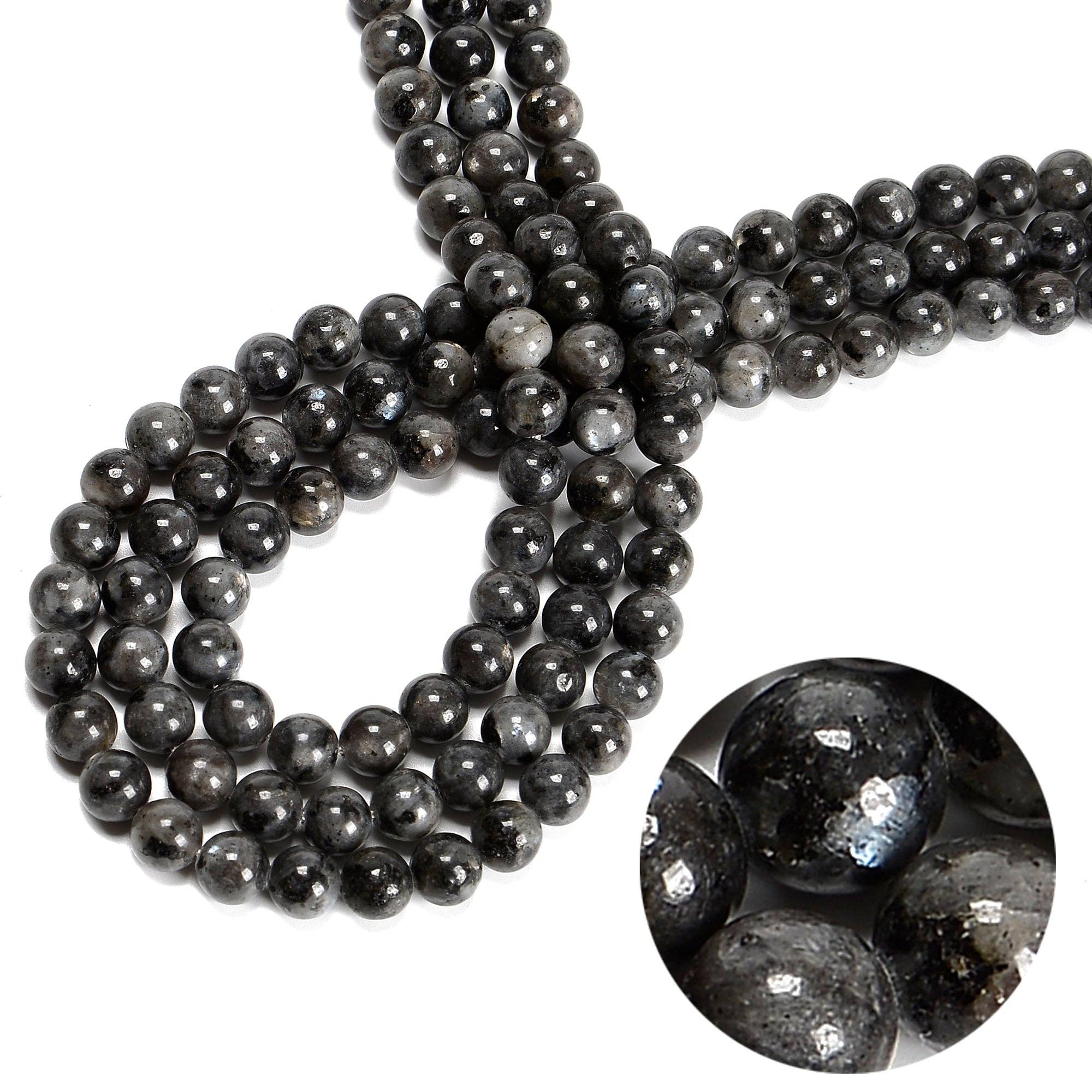 Larvikite Labradorite Round Beads  15.5" Strand: 8mm
