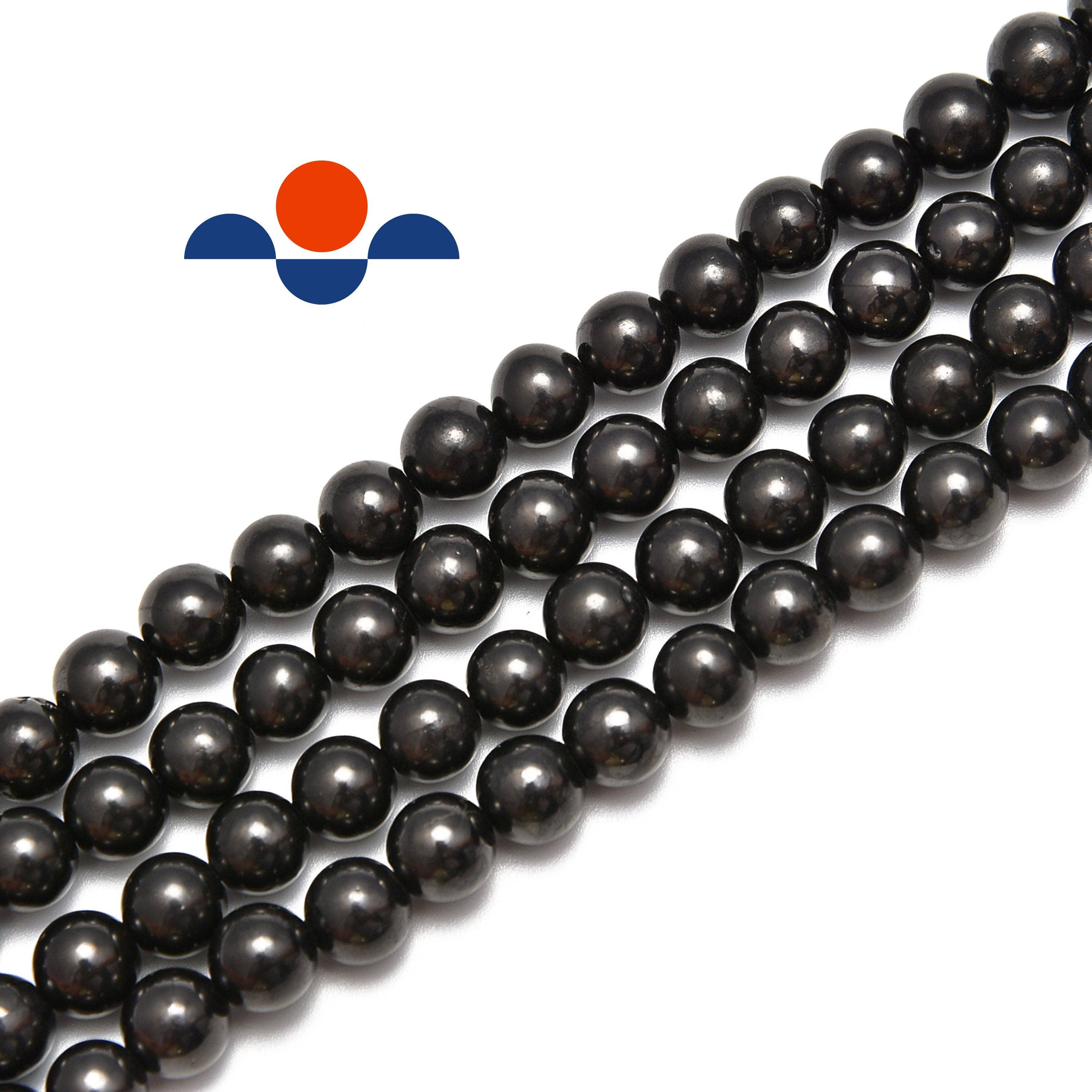 Natural Shungite 8mm Round Beads 15.5" Strand