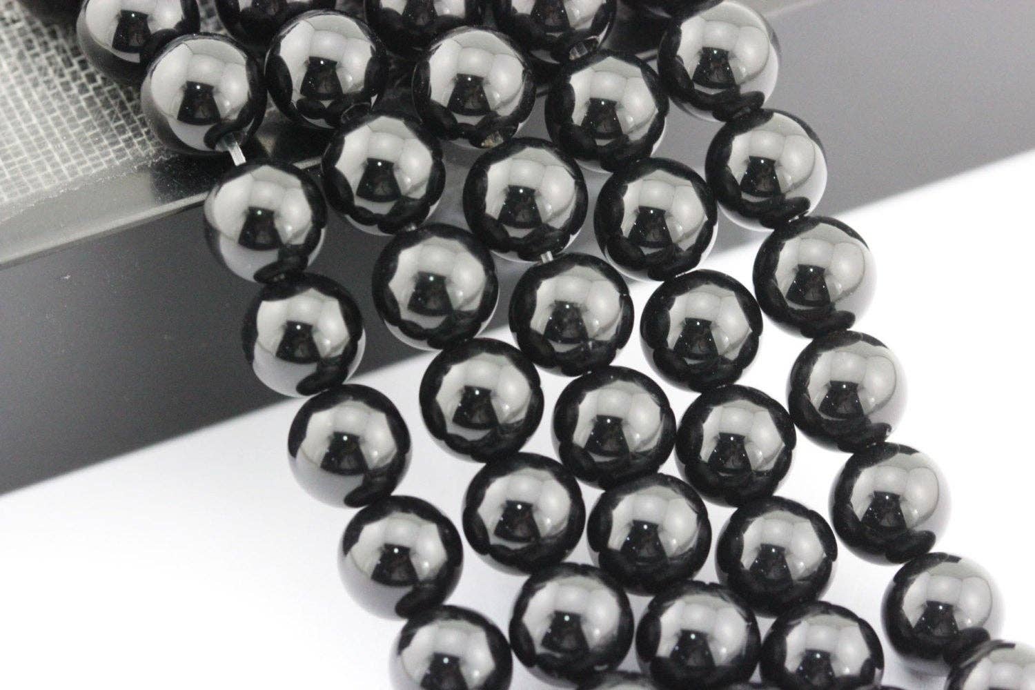 Black Onyx 8mm Round Beads 15.5" Strand: 8mm