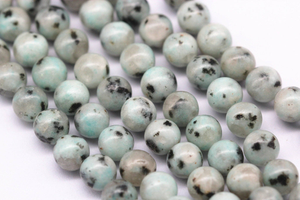 Sesame Kiwi Jasper Smooth Round Beads 4mm 6mm 8mm 10mm 15.5" Strand: 8mm