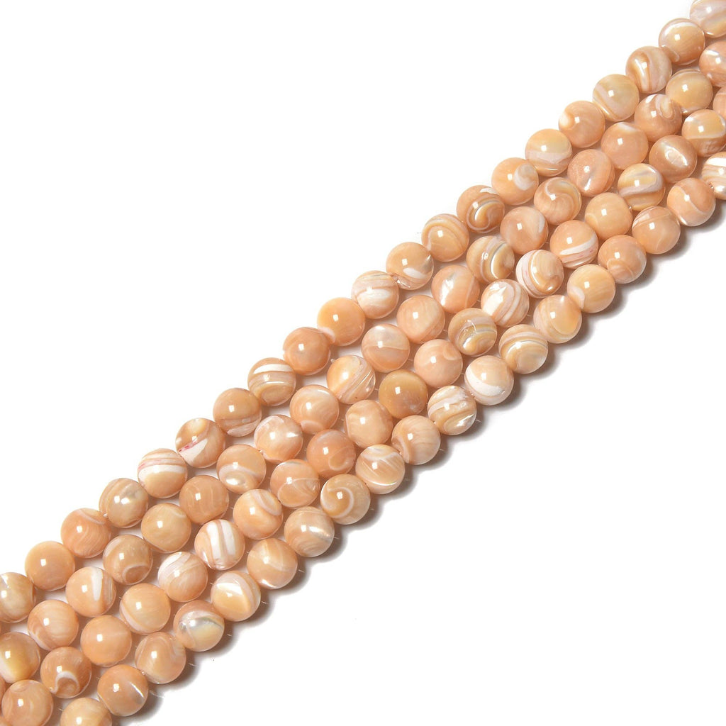 Natural Color Mother of Pearl  Shell Round 15.5'' Strand: 6mm