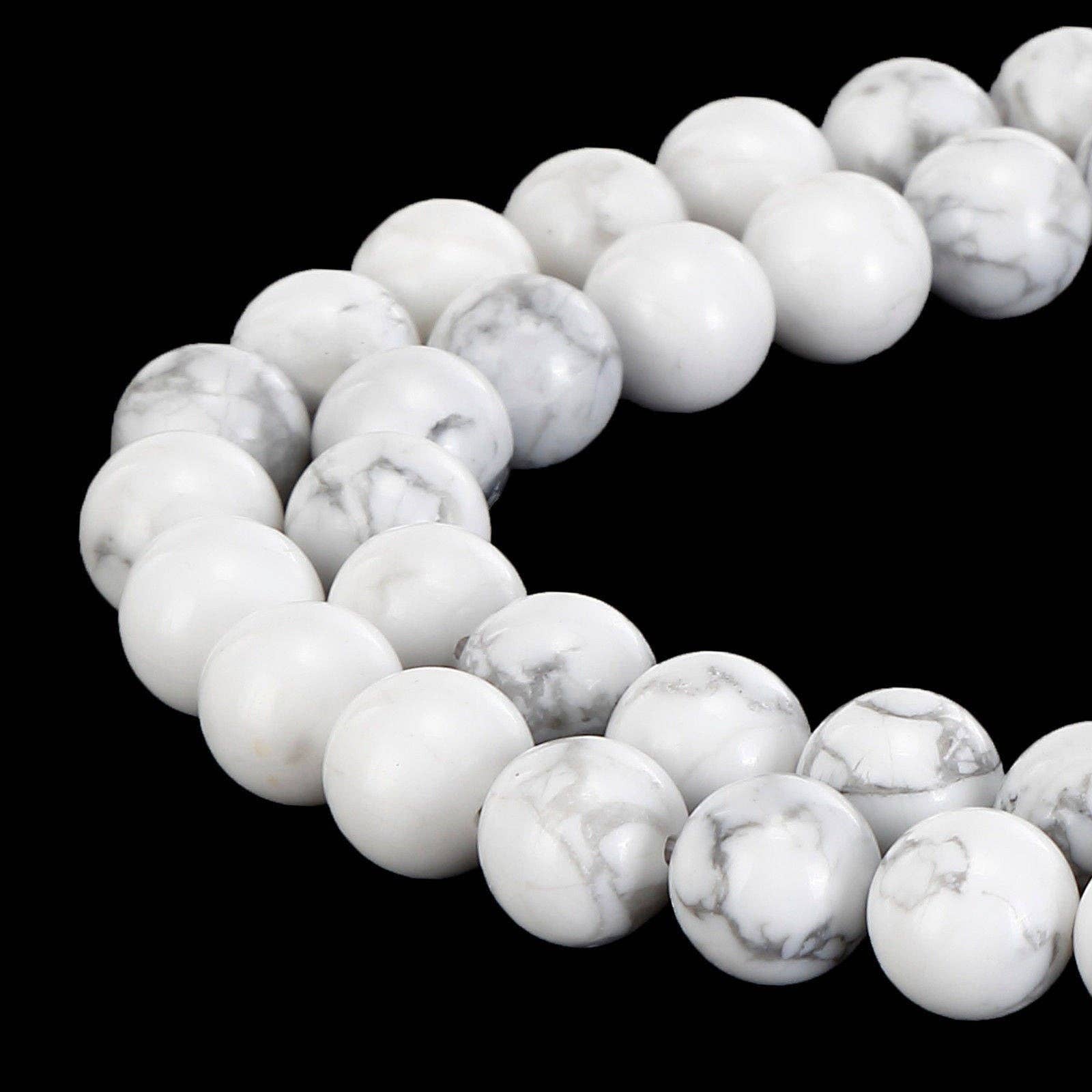White Howlite 8mm Round Beads  15.5" Strand: 8mm