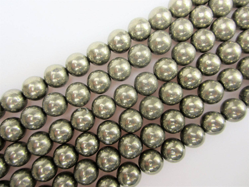 Pyrite Smooth Beads 15.5" Strand: 8mm