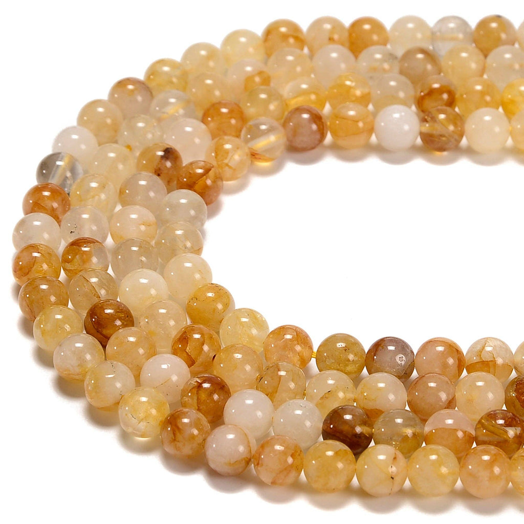 Golden Healer Quartz Round Beads Size 15.5'' Strand: 8mm