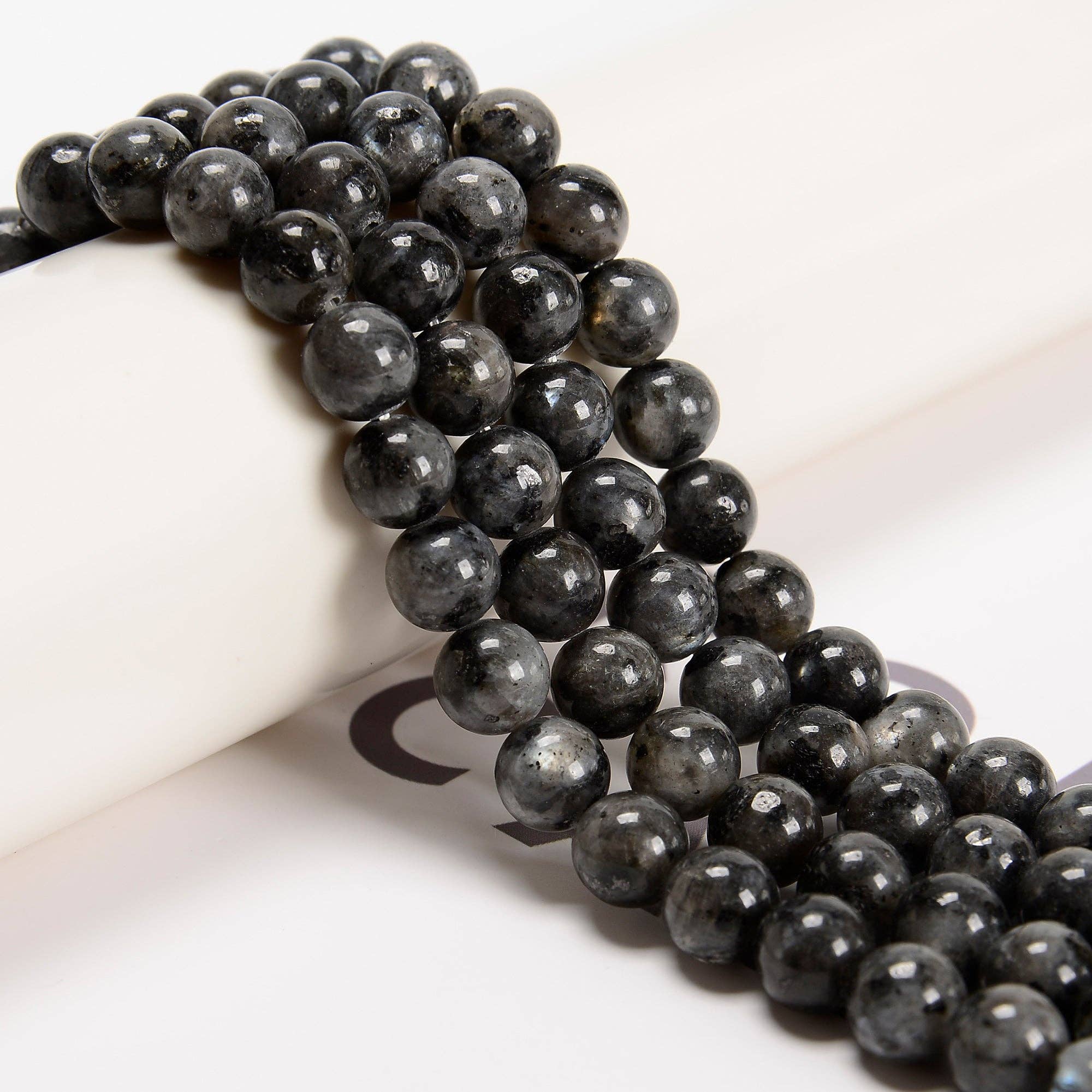 Larvikite Labradorite Round Beads  15.5" Strand: 8mm