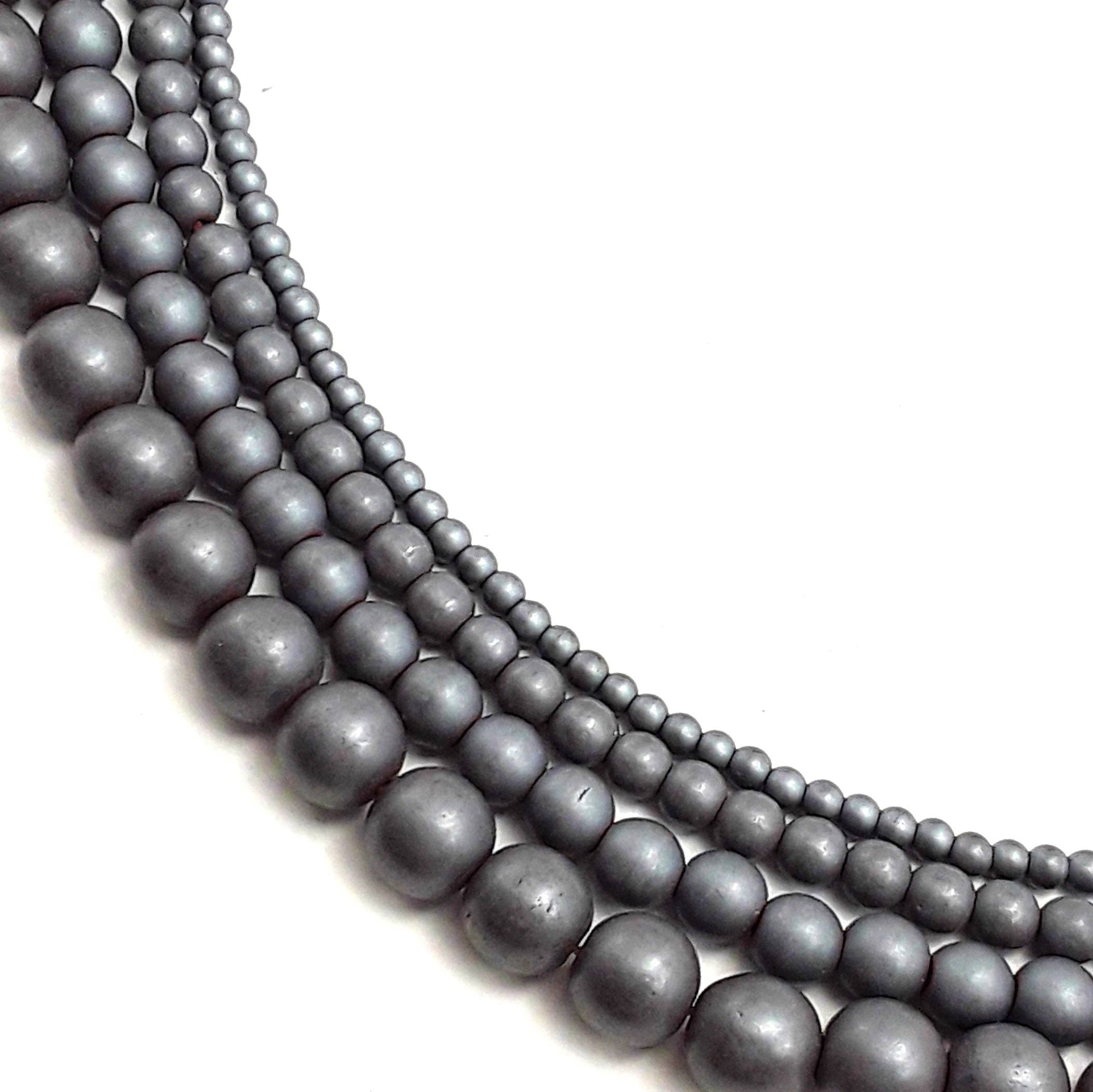 Gray Hematite Matte Round Beads 15.5" Strand: 8mm
