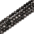Silver Obsidian Round Beads Size  15.5'' Strand: 8mm
