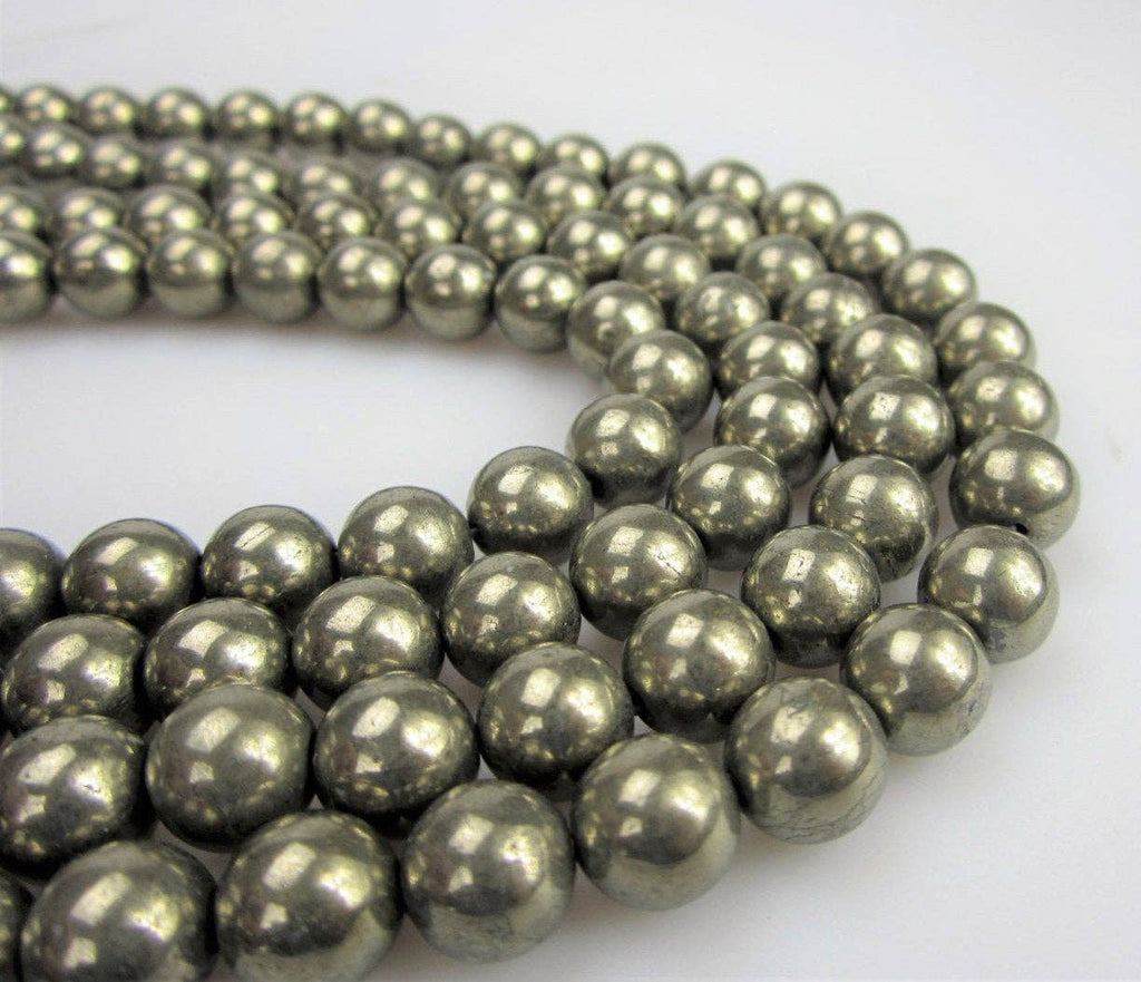 Pyrite Smooth Beads 15.5" Strand: 8mm