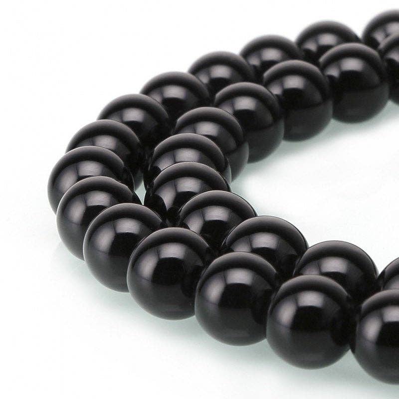 Black Onyx 8mm Round Beads 15.5" Strand: 8mm