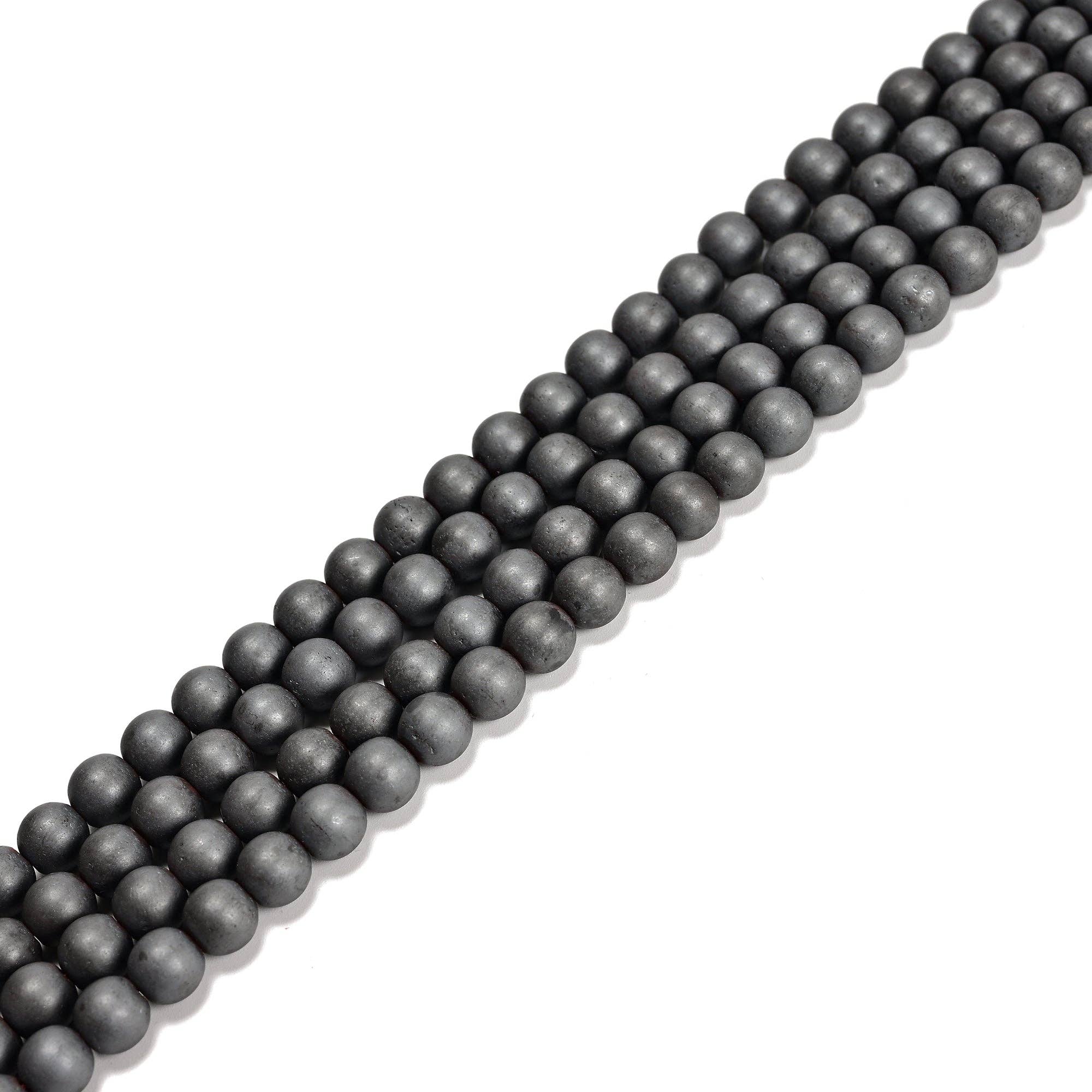 Gray Hematite Matte Round Beads 15.5" Strand: 8mm