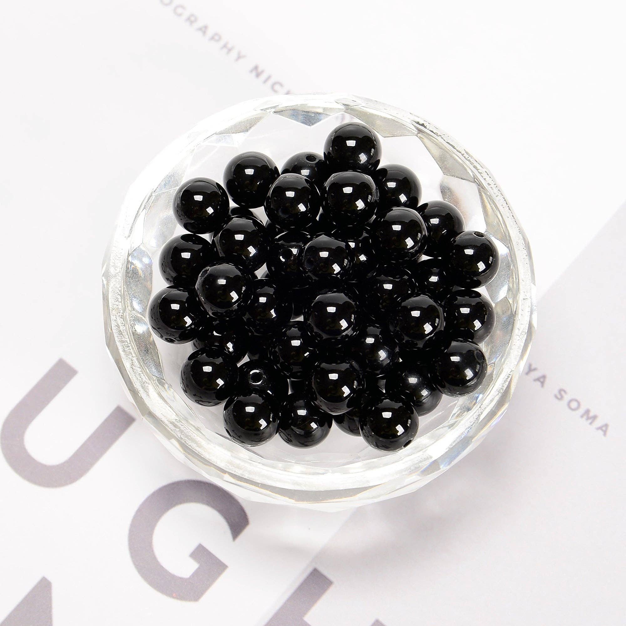 Black Onyx 8mm Round Beads 15.5" Strand: 8mm