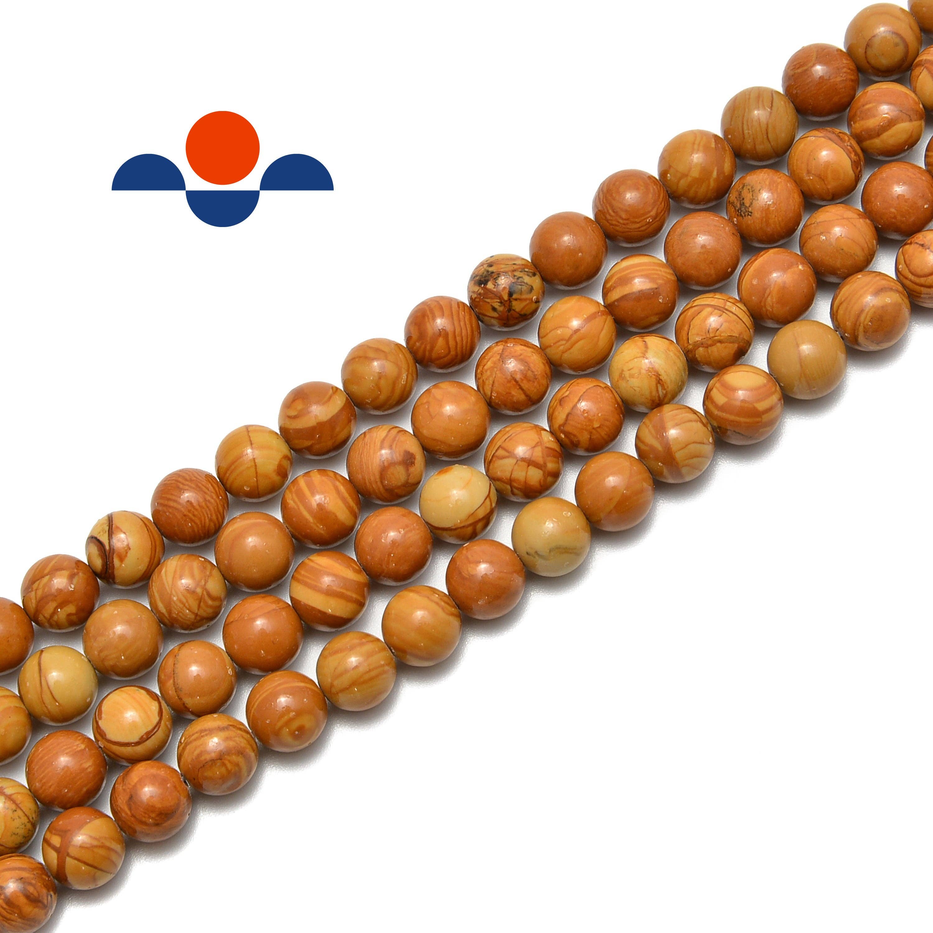 Wood Grain Jasper Round Beads 15.5'' Strand: 8mm