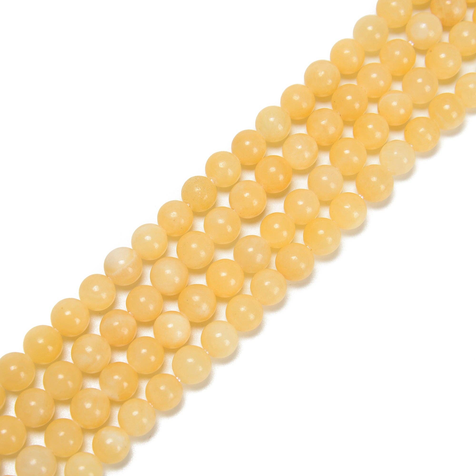 Yellow Jade Round Beads 15.5'' Strand: 8mm