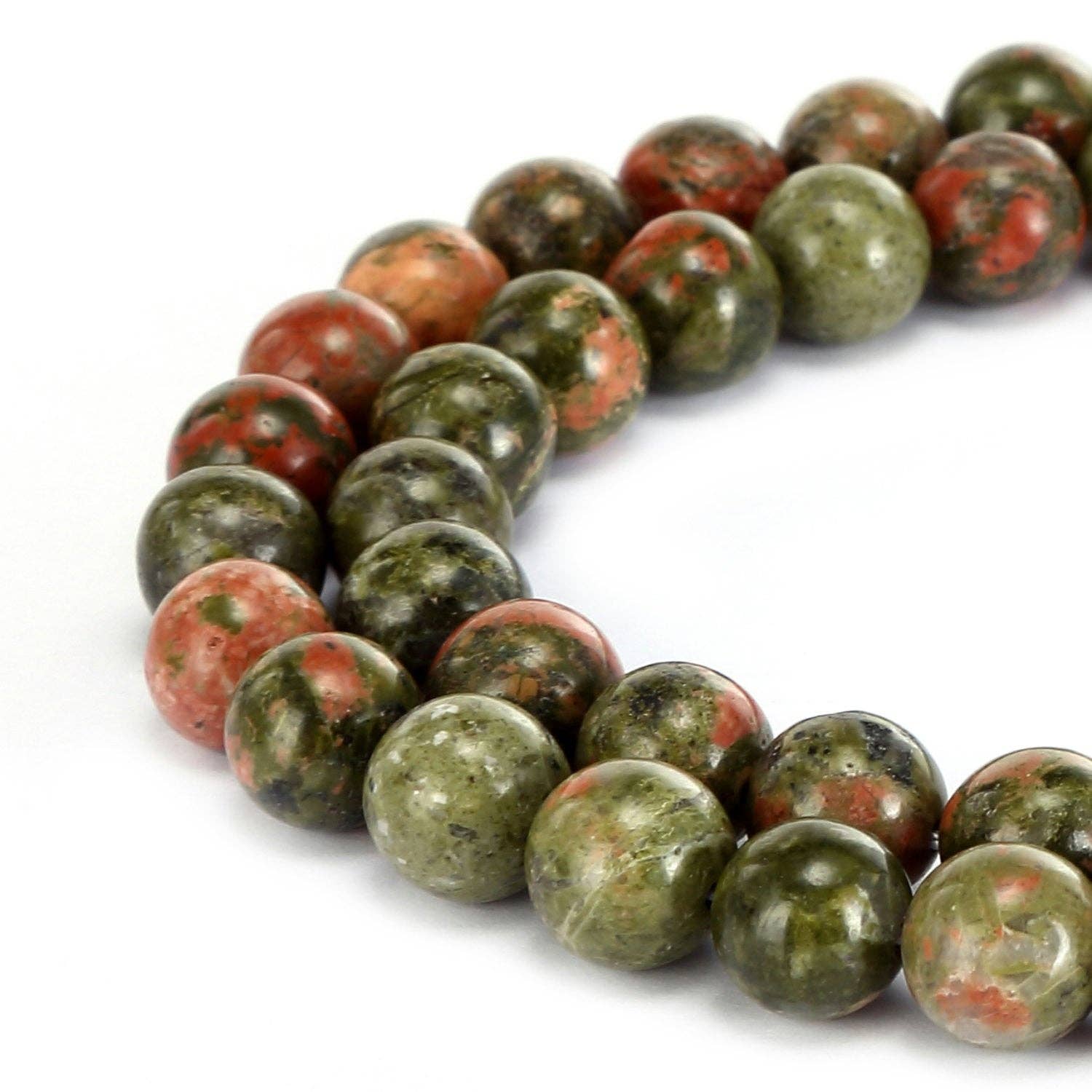 Unakite Smooth 8mm Beads 15.5" Strand: 8mm