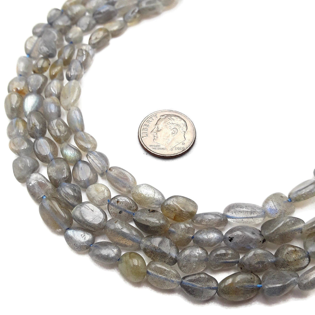 Labradorite Pebble Nugget Beads Size Approx 6-8mm 15.5" Strand