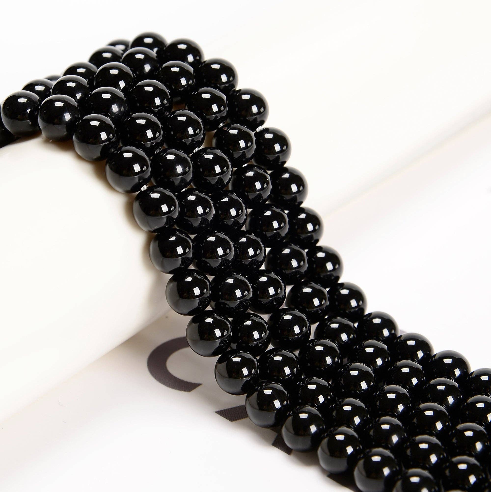 Black Onyx 8mm Round Beads 15.5" Strand: 8mm