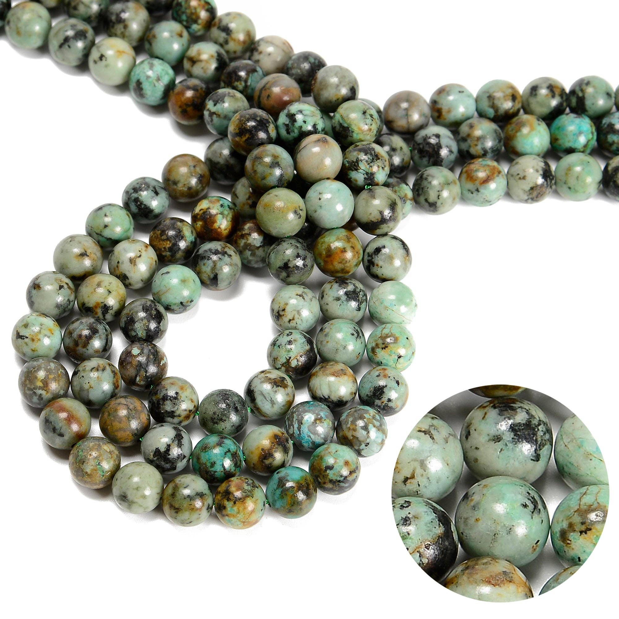 African Turquoise 8mm Round 15.5" Strandat Enchanted Jewelz Empire Metaphysical Store in Ft Lauderdale South Florida Broward