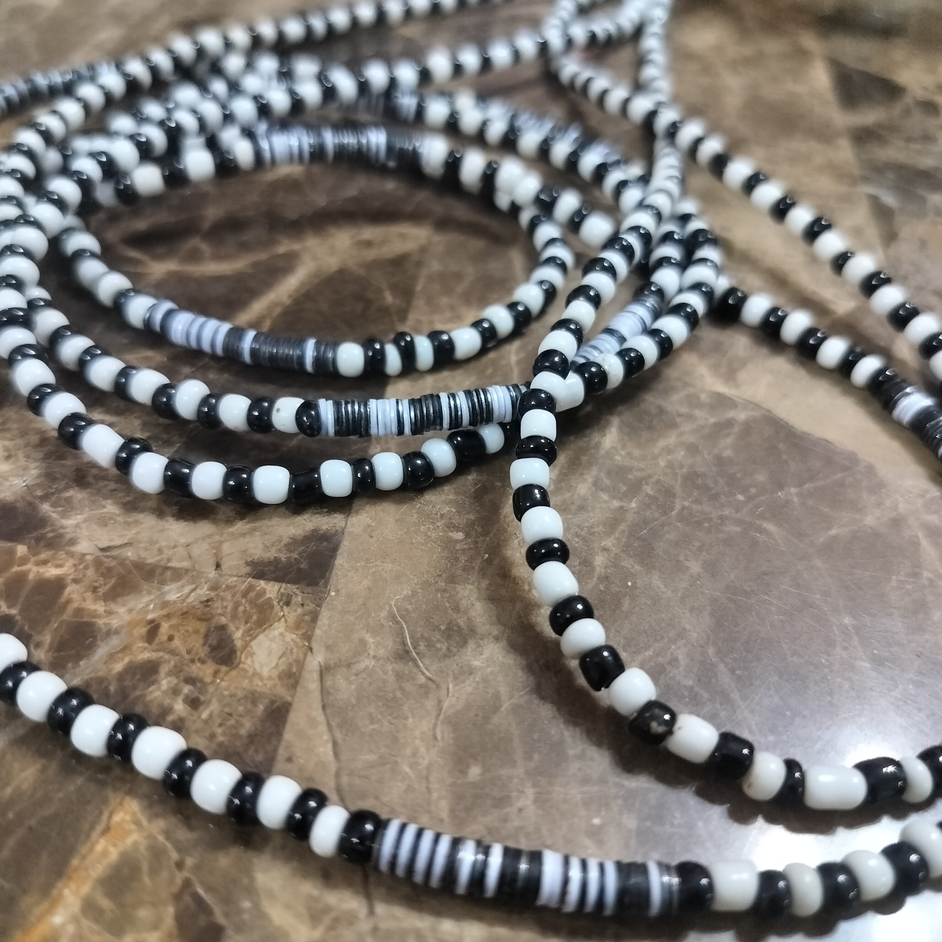 Black and White Waistbeads