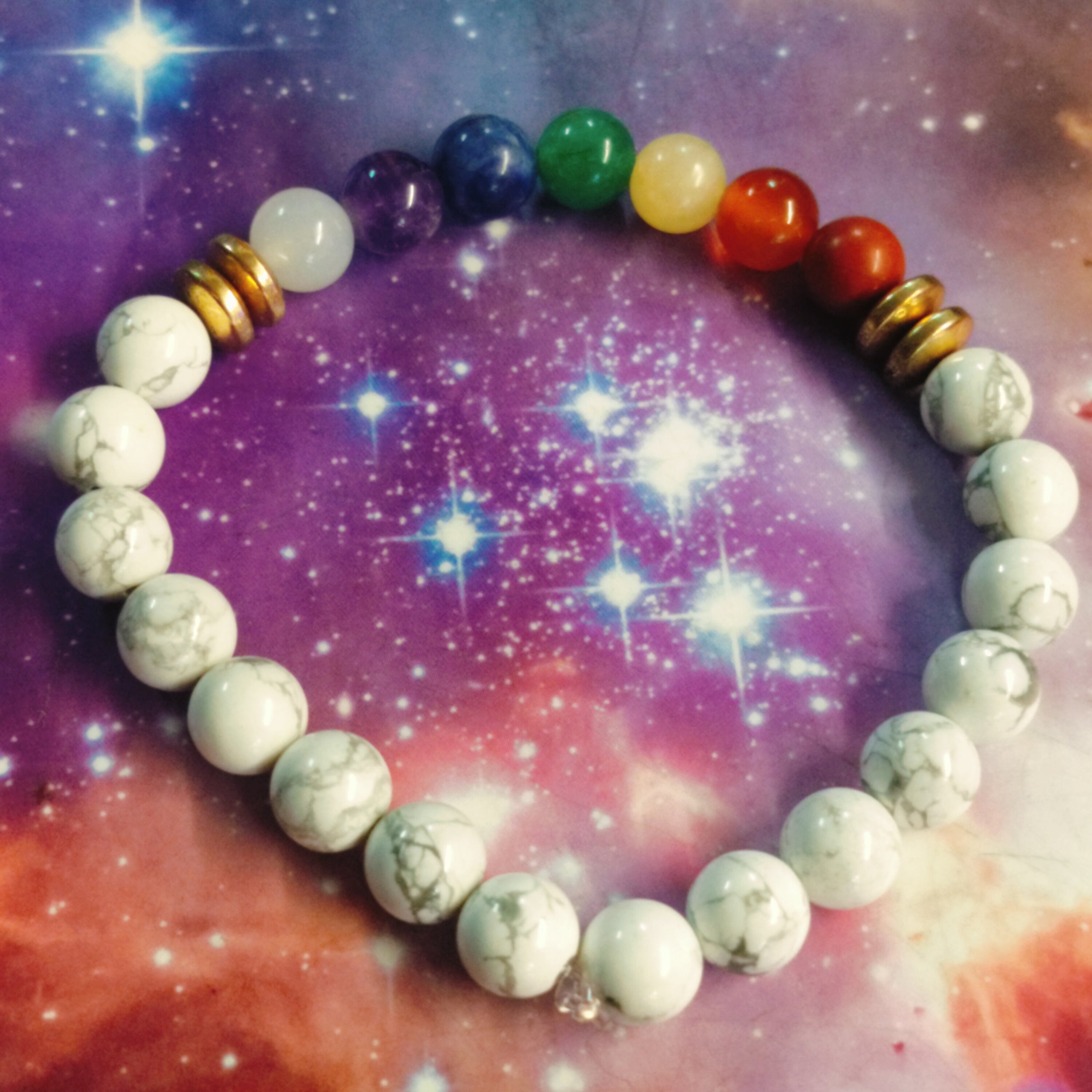 7 Chakras on Howlite