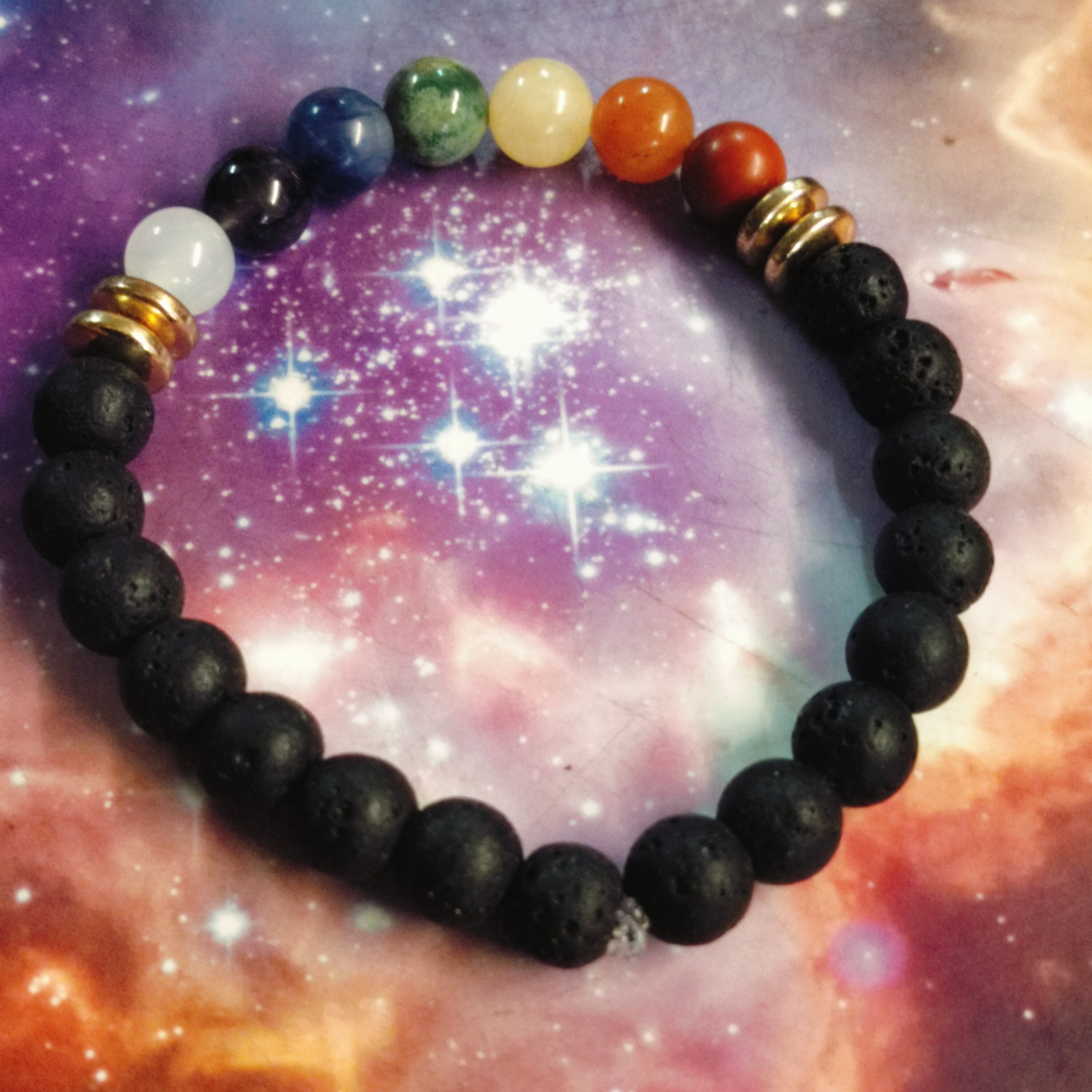 Chakra bracelet on Lava Beads