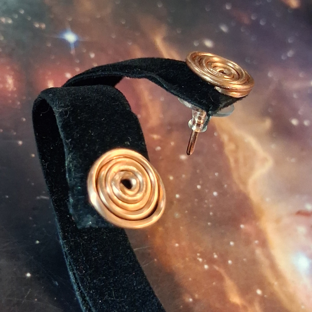 Copper Spiral Stud Earrings 14mm