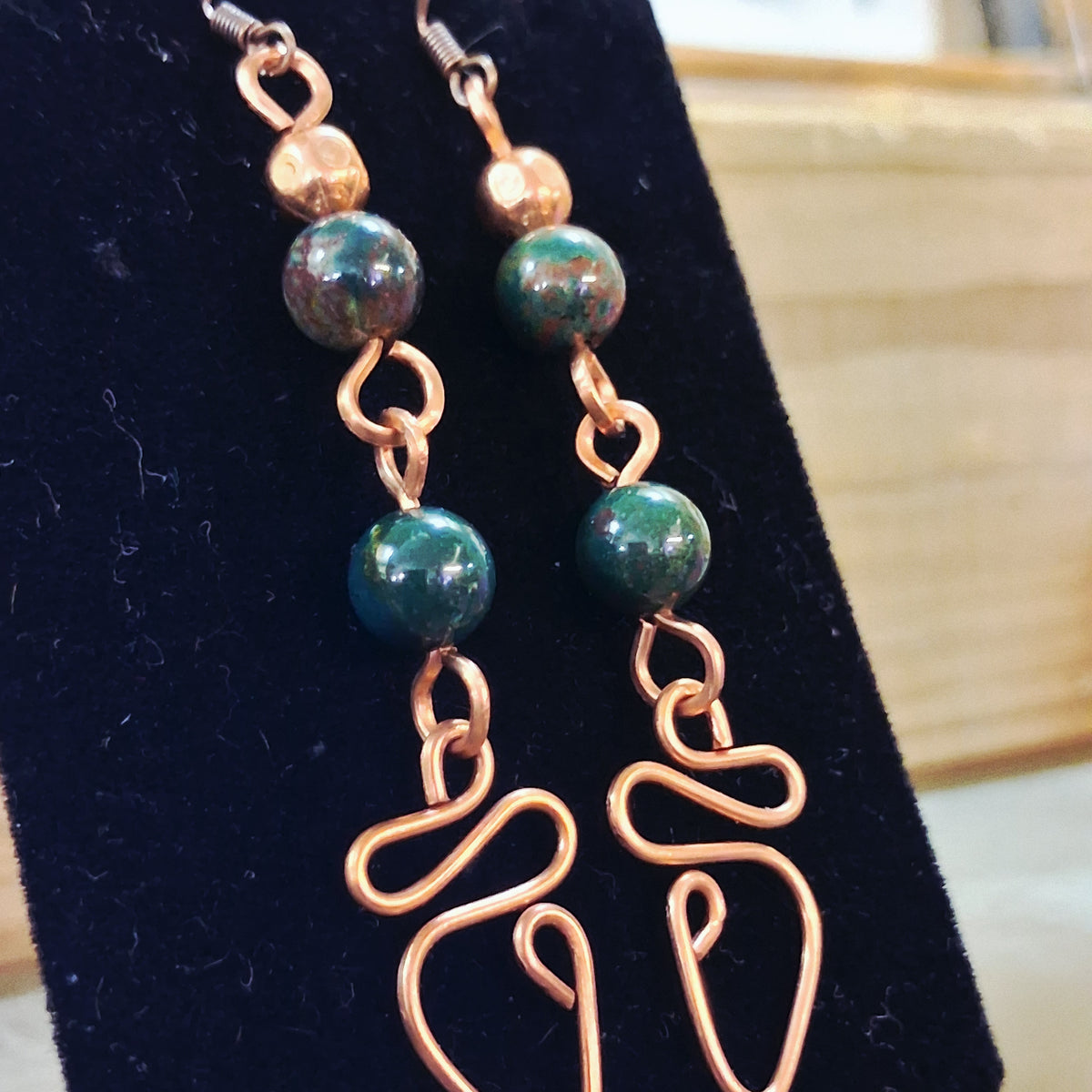 Bloodstone Copper Earrings
