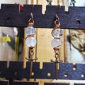 Rose Quartz & Fluorite Dagger Charm Earrings
