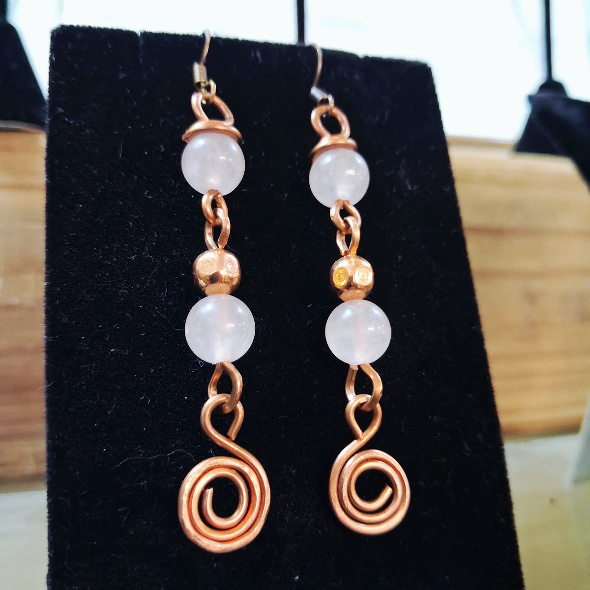 Rose Quartz Spiral Earrings